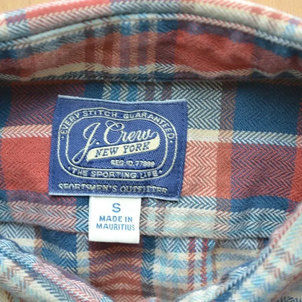 J Crew New York Half Button Down Plaid Flannel Shirt Size Small